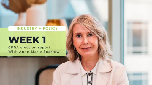 Portrait of Anne-Marie Sparrow with overlay text for Week 1 of the CPRA election report discussing healthcare policy and Australian election developments.